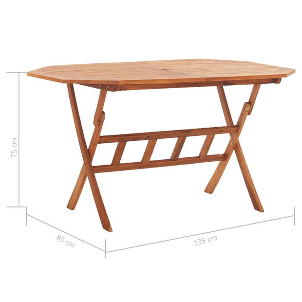 vidaXL Tuintafel inklapbaar 135x85x75 cm massief acaciahout