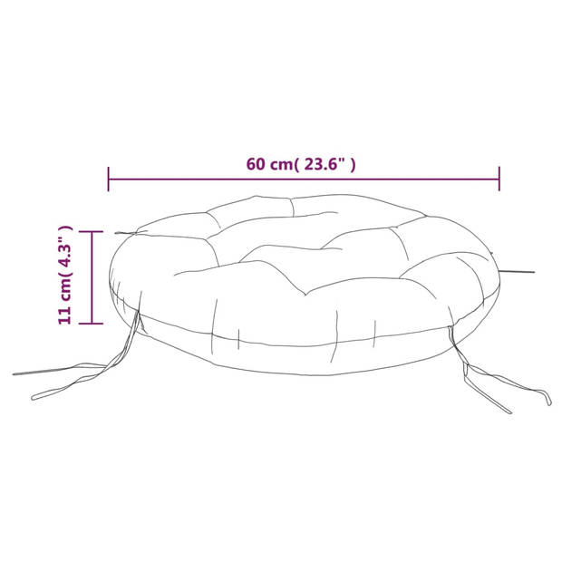 vidaXL Zitkussen rond Ø 60x11 cm oxford stof crèmekleurig