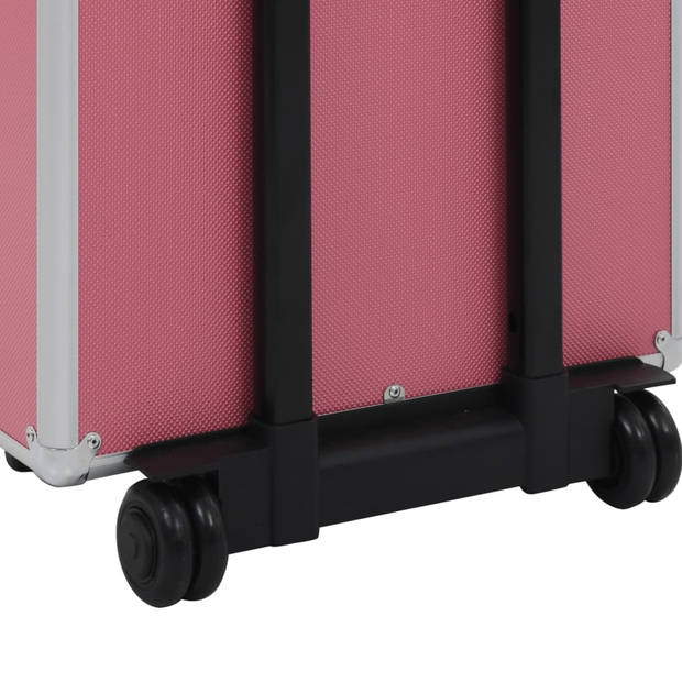 vidaXL Make-up trolley aluminium roze