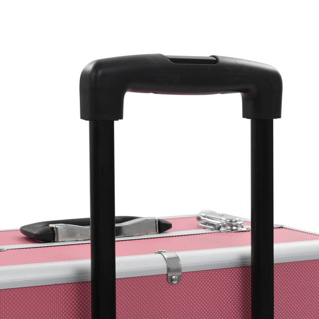 The Living Store Make-up trolley - Houten beautycase - 37x22x78cm - Roze