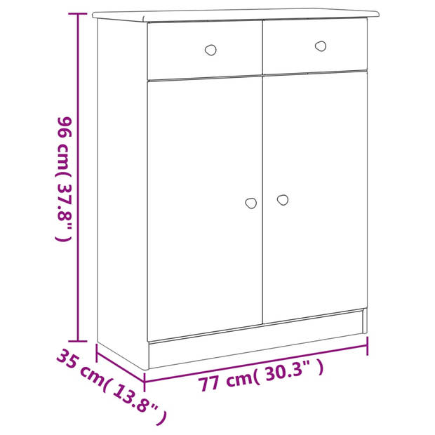 vidaXL Schoenenkast ALTA 77x35x96 cm massief grenenhout