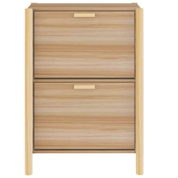 The Living Store Schoenenkast 57-5x33x80 cm bewerkt hout - Schoenenkast