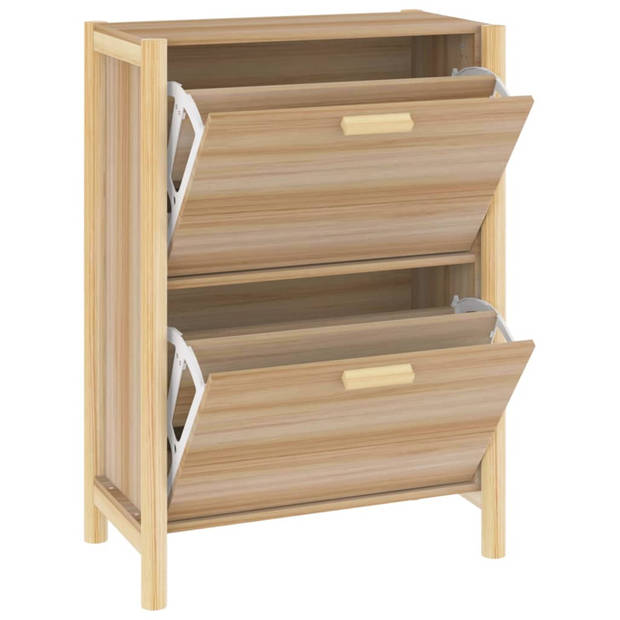 The Living Store Schoenenkast 57-5x33x80 cm bewerkt hout - Schoenenkast