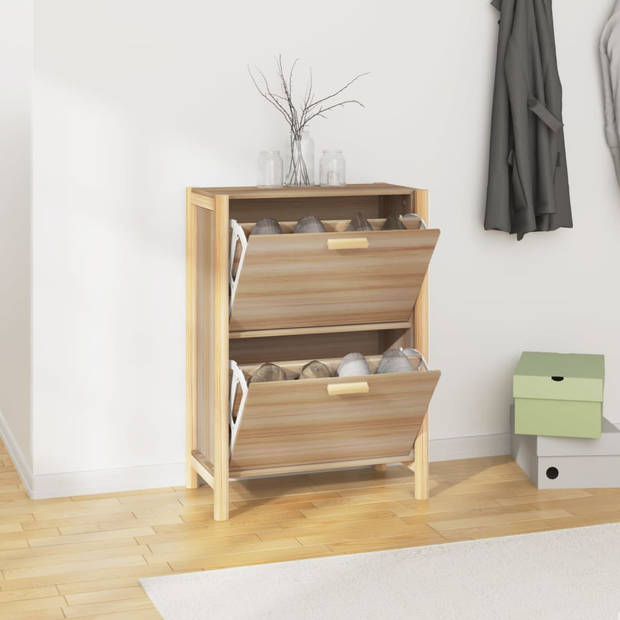 The Living Store Schoenenkast 57-5x33x80 cm bewerkt hout - Schoenenkast