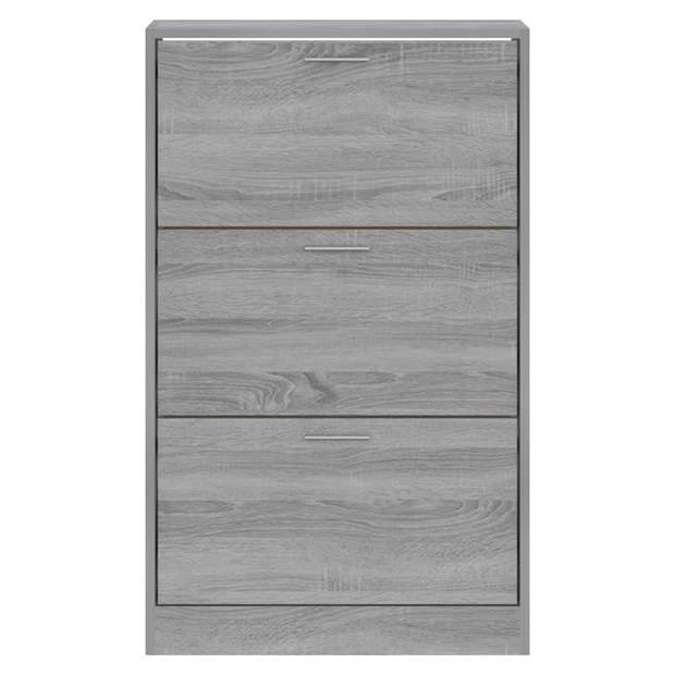 The Living Store Schoenenkast - Grijs Sonoma Eiken - 63 x 24 x 103 cm - 3 Lades