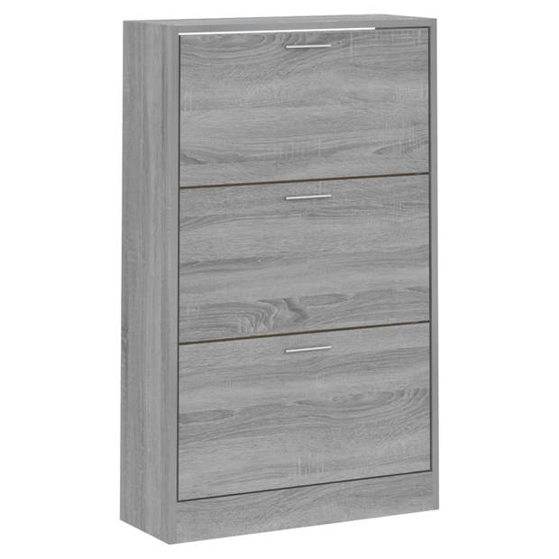 The Living Store Schoenenkast - Grijs Sonoma Eiken - 63 x 24 x 103 cm - 3 Lades