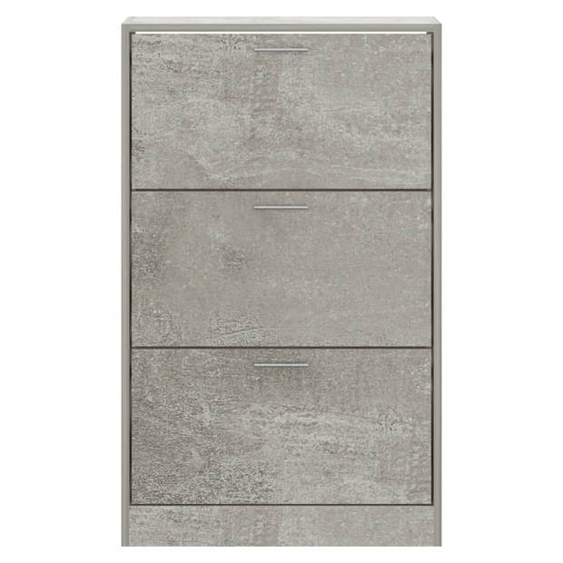 The Living Store Schoenenkast Betongrijs - 63 x 24 x 103 cm - Duurzaam bewerkt hout - 3 lades