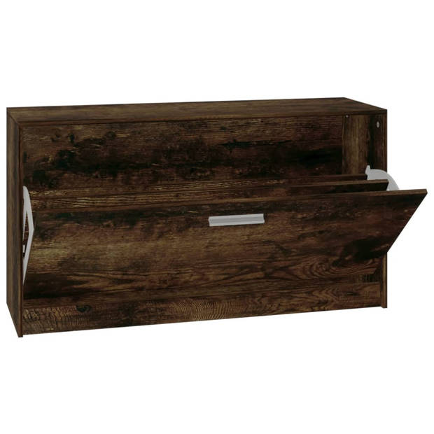 The Living Store Schoenenbank - Gerookt eiken - 80 x 24 x 45 cm - Duurzaam hout en aluminium