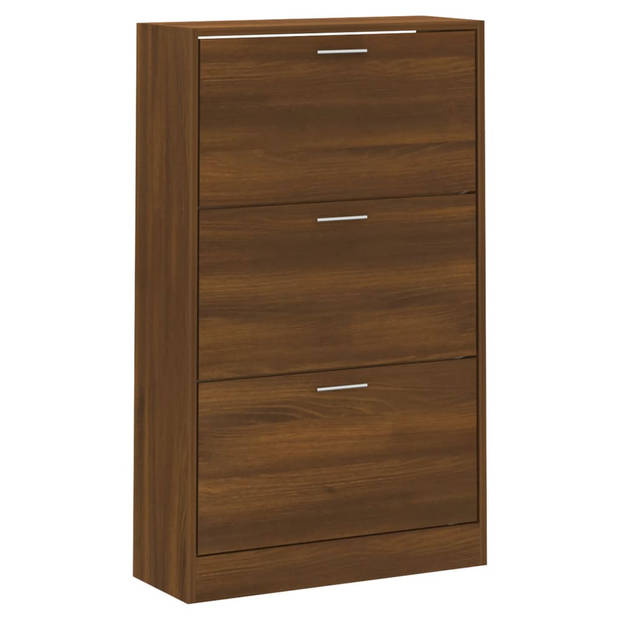 The Living Store Schoenenkast Standaard - 63 x 24 x 103 cm - Bruineiken