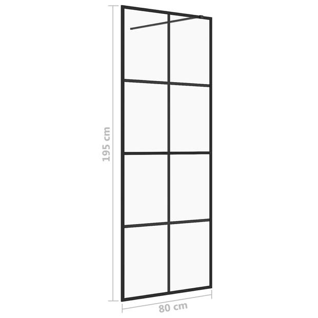 vidaXL Inloopdouchewand 80x195 cm ESG-glas transparant en zwart