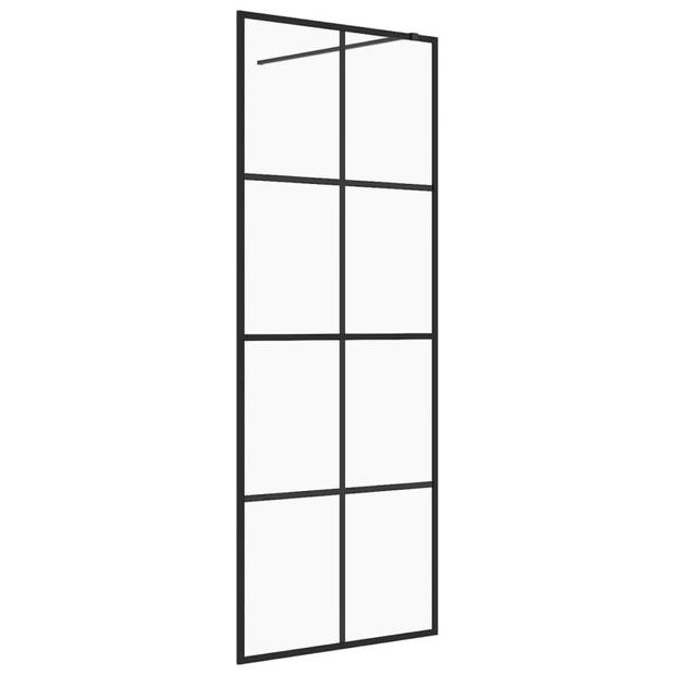 vidaXL Inloopdouchewand 80x195 cm ESG-glas transparant en zwart