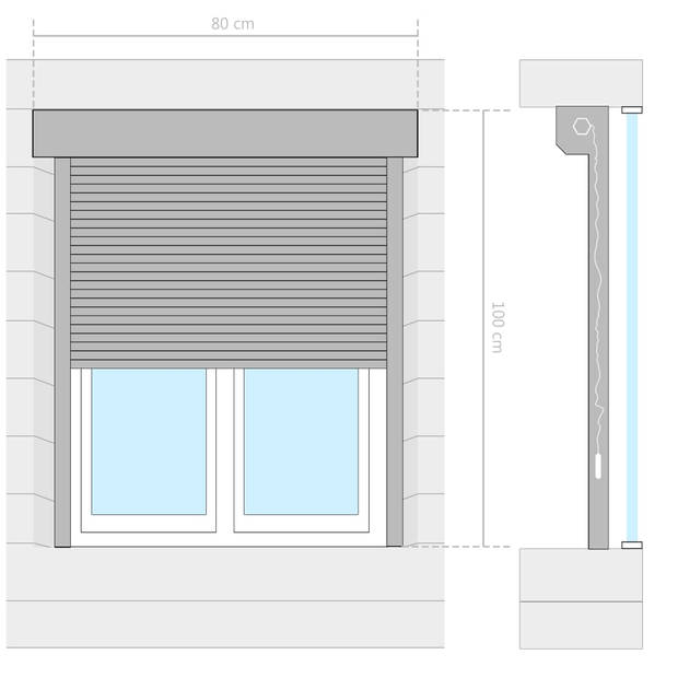 The Living Store Rolluik - Aluminiumplaat - 80x100 cm - Antraciet