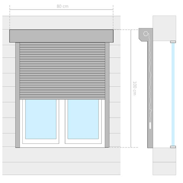 The Living Store Rolluik - Aluminiumplaat - 80x100 cm - Antraciet