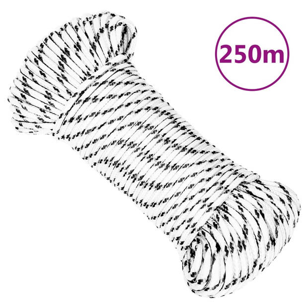 vidaXL Boottouw gevlochten 3 mm x 250 m polyester wit