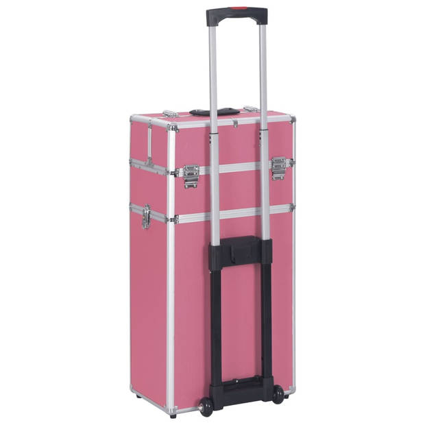 vidaXL Make-up trolley aluminium roze