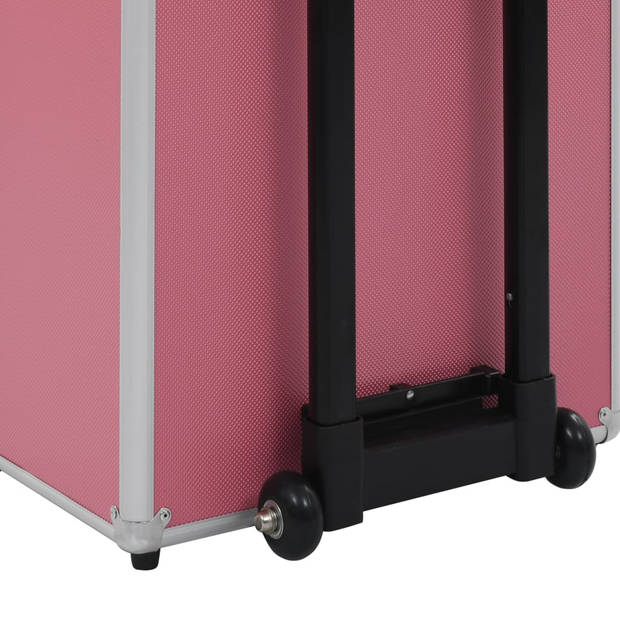 The Living Store Make-up trolley - Houten beautycase - 37x24x74 cm - Roze