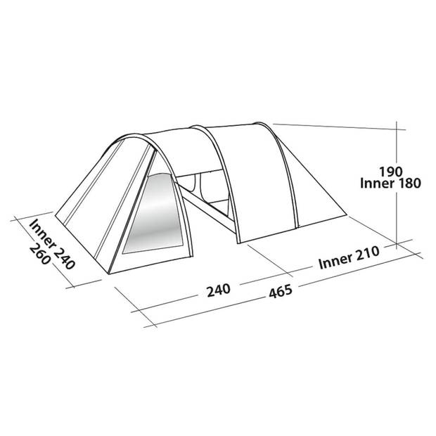 Easy Camp Tunneltent 4-persoons Galaxy 400 staalgrijs en blauw