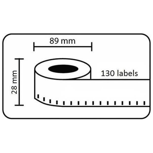 rillstab 12 st Labelrol 89x28 mm wit