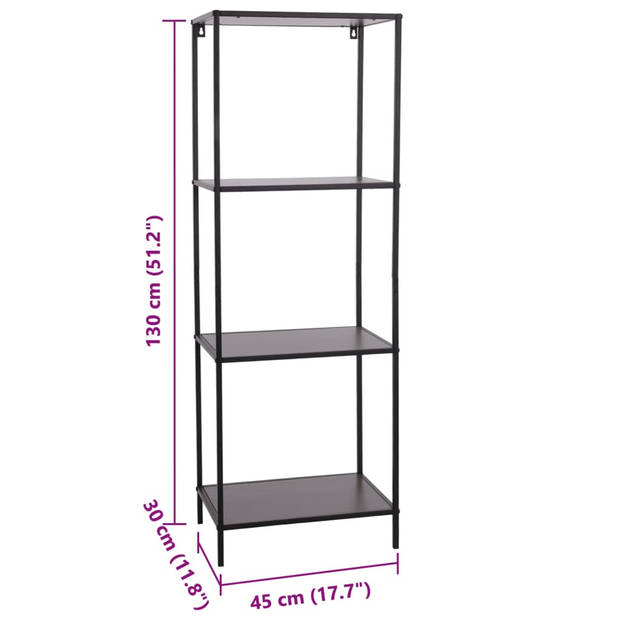 H&S Collection Open kast 3-laags 45x30x130 cm zwart