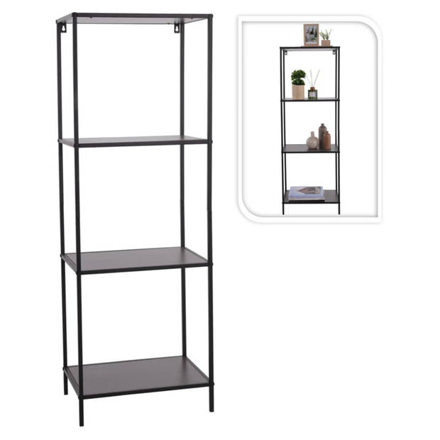 H&S Collection Open kast 3-laags 45x30x130 cm zwart