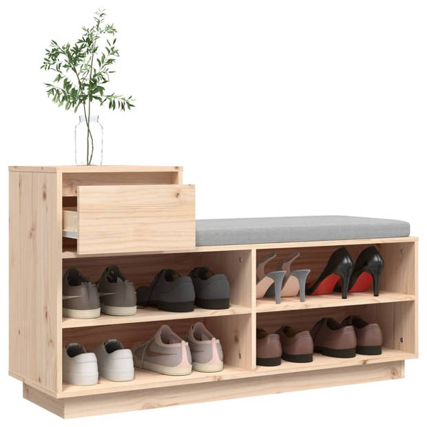 The Living Store Schoenenkast 110x34x61 cm massief grenenhout - Schoenenkast