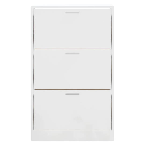 The Living Store Schoenenkast Hoogglans Wit - 63x24x103 cm - Met 3 lades