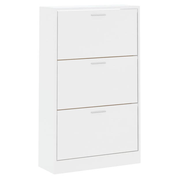 The Living Store Schoenenkast Hoogglans Wit - 63x24x103 cm - Met 3 lades