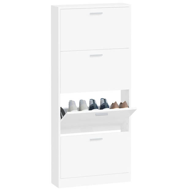 The Living Store Schoenenkast - Modern - Meubel - 59 x 17 x 150 cm - 4 lades