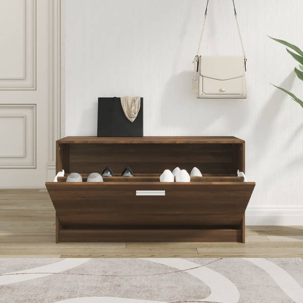 The Living Store Schoenenbank - Trendy praktisch - Bruineiken - 80 x 24 x 45 cm (B x D x H)