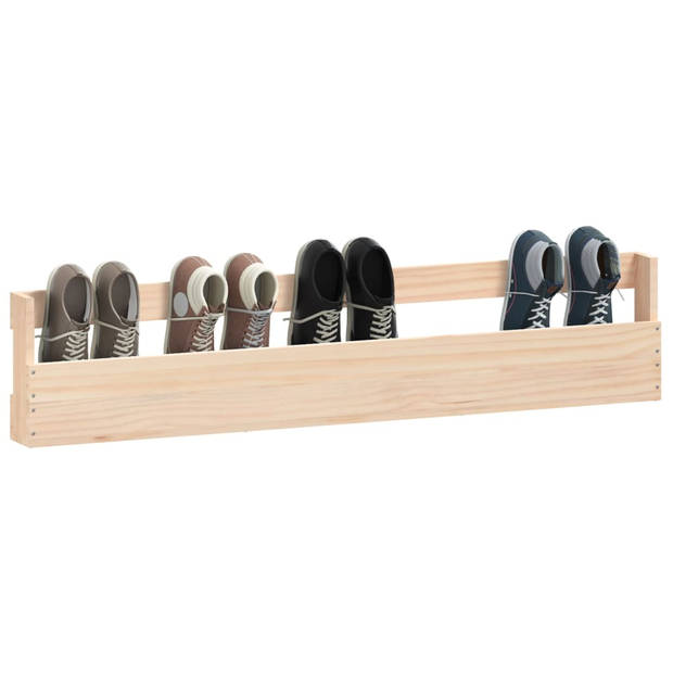 The Living Store Wandgemonteerde Schoenenrekken - Massief Grenenhout - 110 x 9 x 23 cm - 2 stuks