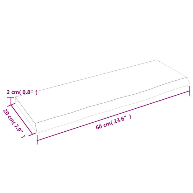 vidaXL Wandschap 60x20x2 cm behandeld massief eikenhout donkerbruin