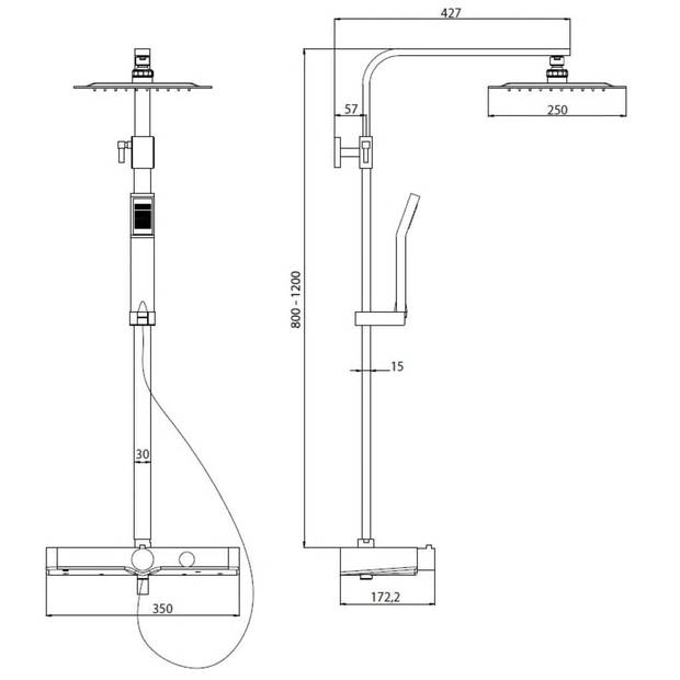 SCHÜTTE Douchesysteem OCEAN thermostatisch