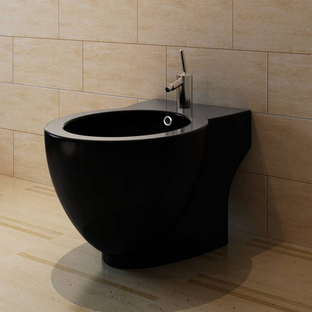 The Living Store Bidet - W - C - set - Zwart - Keramiek - 58 x 40 x 40 cm - Soft close mechanisme - Dual flush- 3 of 6