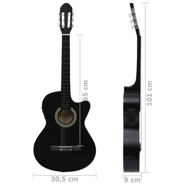 vidaXL Gitaar cutaway met equalizer 6 snaren western klassiek zwart