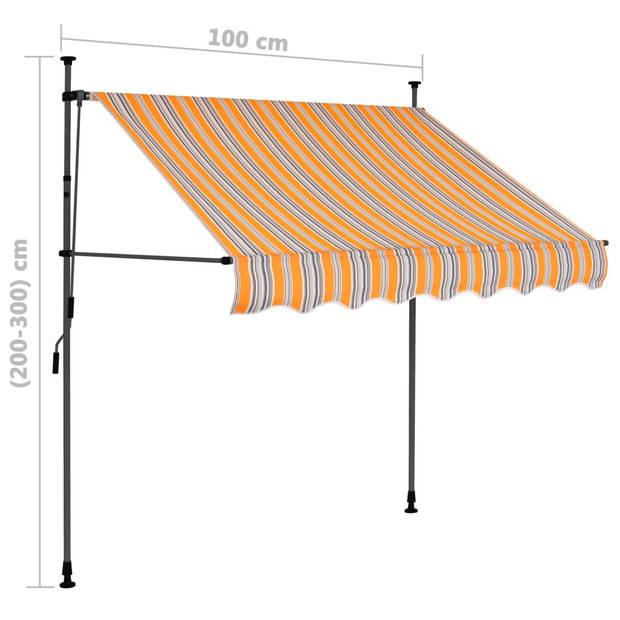 vidaXL Luifel handmatig uitschuifbaar met LED 100 cm geel en blauw