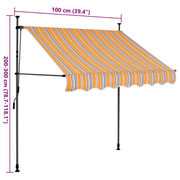 vidaXL Luifel handmatig uitschuifbaar met LED 100 cm geel en blauw