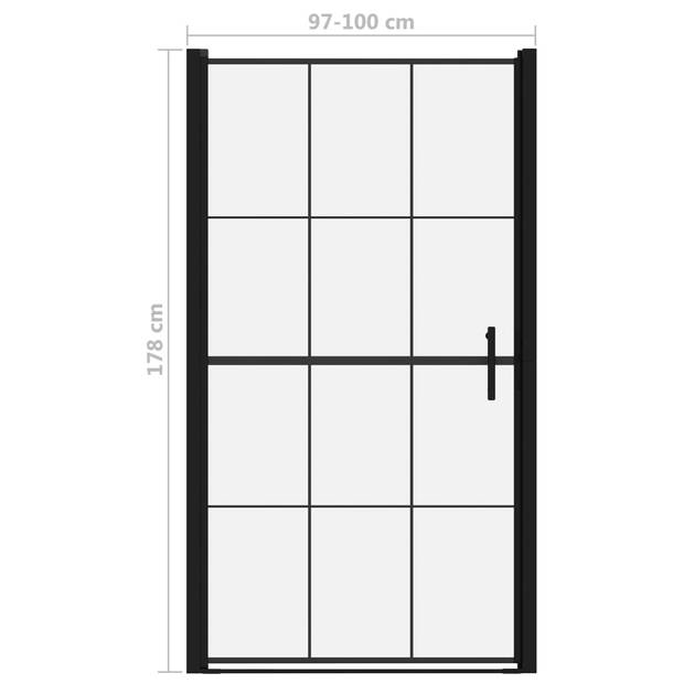 vidaXL Douchedeur 100x178 cm gehard glas zwart