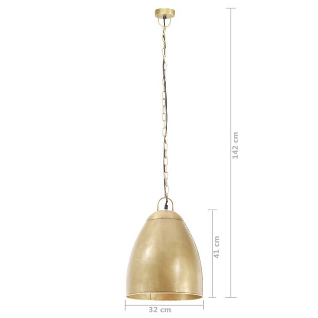 vidaXL Hanglamp industrieel rond 25 W E27 32 cm messingkleurig