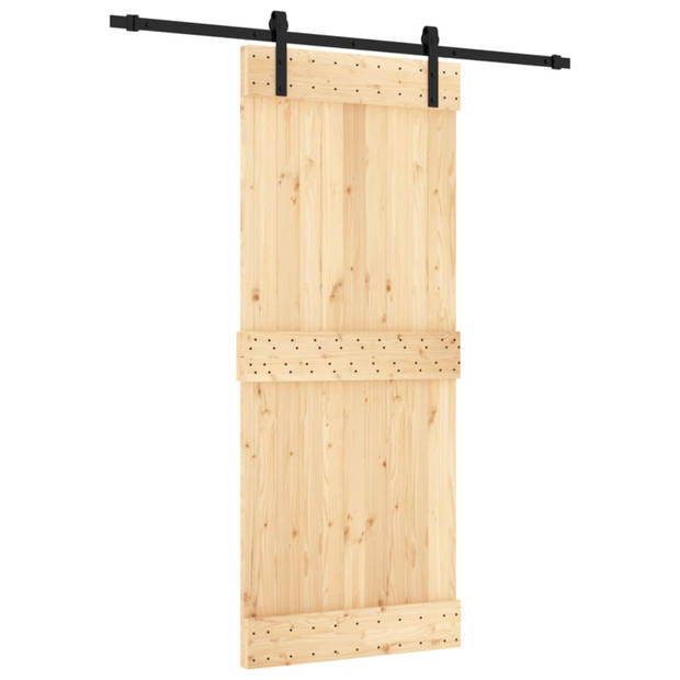 vidaXL Schuifdeur met beslag 85x210 cm massief grenenhout