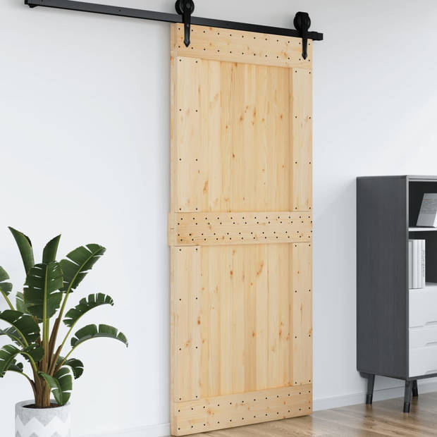 The Living Store Schuifdeur Massief Grenenhout 100x3.6x210cm - Ruimtebesparend ontwerp