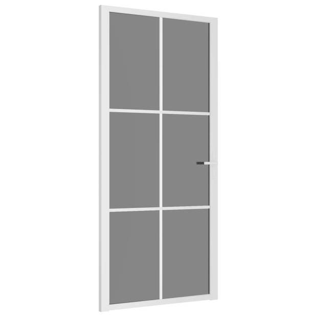 vidaXL Binnendeur 93x201,5 cm ESG-glas en aluminium wit