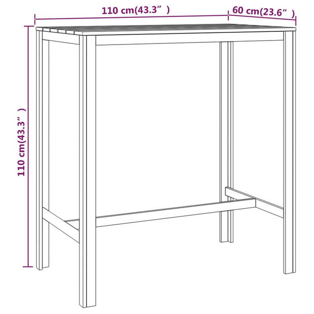 vidaXL Bartafel 110x60x110 cm geïmpregneerd grenenhout