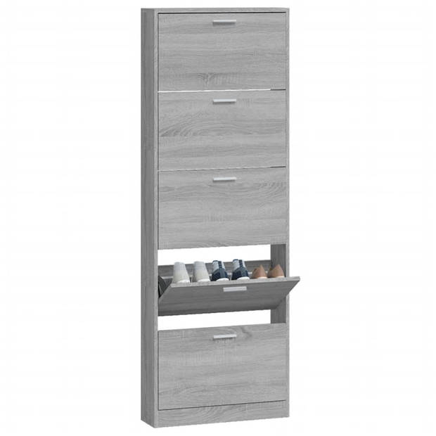 vidaXL Schoenenkast 59x17x169 cm bewerkt hout grijs sonoma eikenkleur