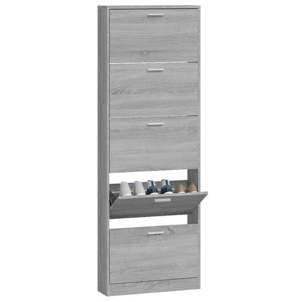 The Living Store Schoenenkast - 59 x 17 x 169 cm - Grijs Sonoma Eiken