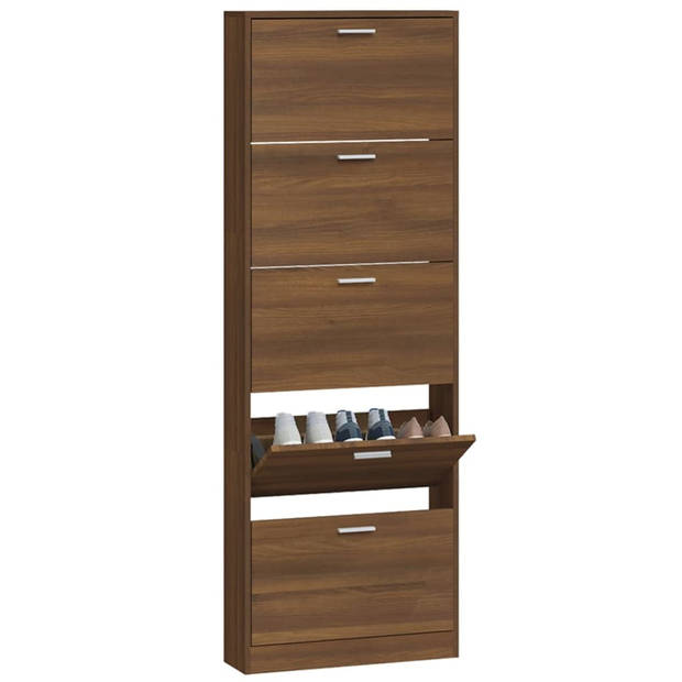 The Living Store Schoenenkast Classic - Schoenopberger 5 lades - 59x17x169 cm