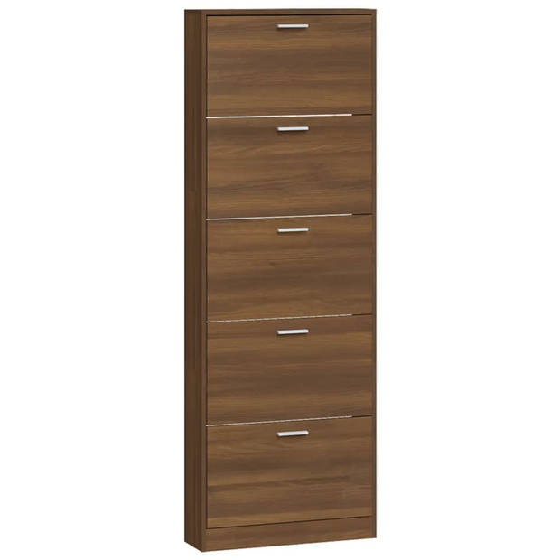 vidaXL Schoenenkast 59x17x169 cm bewerkt hout bruin eikenkleur