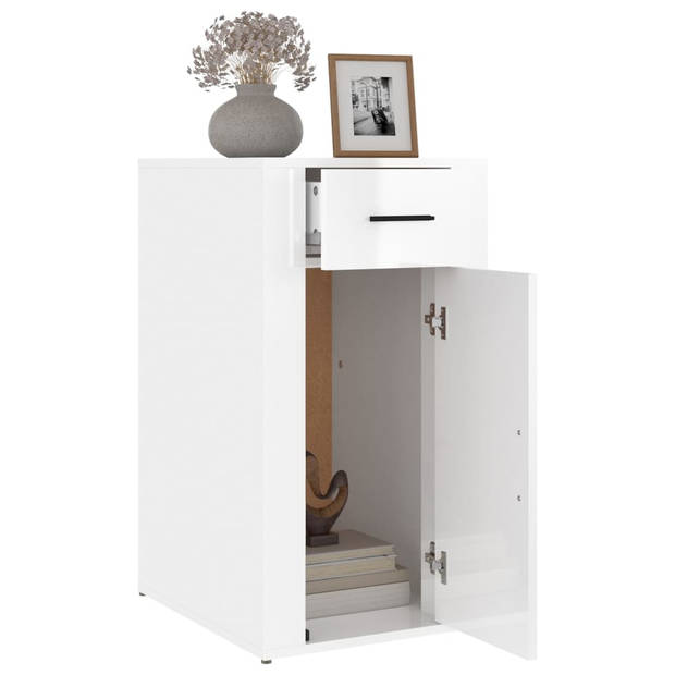 The Living Store Bureaukast - Hoogglans wit - 40 x 49 x 75 cm - Duurzaam materiaal