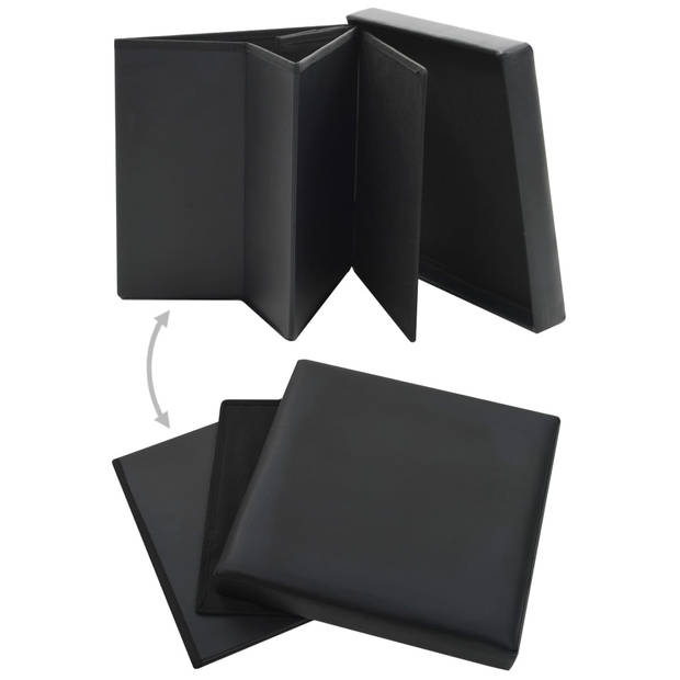 The Living Store Opbergkrukken - Zwart - 38 x 38 x 38 cm - PVC 100% - 2 stuks