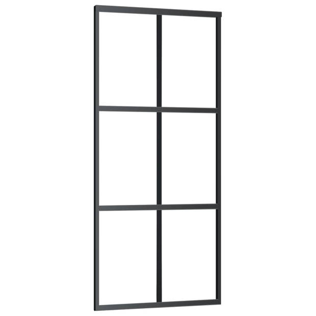 The Living Store Schuifdeur - Schuifdeur - 90 x 205 cm - Transparant ESG-glas met aluminium frame