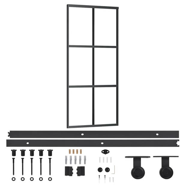 vidaXL Schuifdeur met beslag 90x205 cm aluminium en ESG-glas